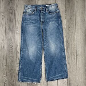 NOEND Women Size 31 Wide Leg Culotte Hailey High Rise Cropped Denim Cotton Jeans